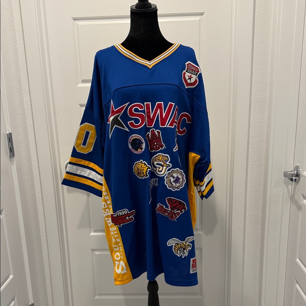 Men's V-Neck Sweater with Blue and Yellow Accents